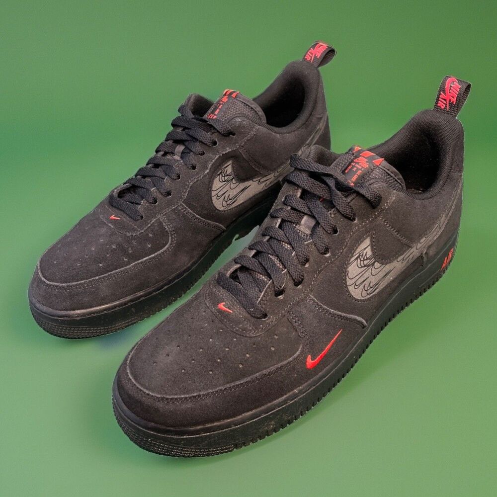 Nike Air Force 1 '07 LV8 Reflective Swoosh Black/Light Crimson DZ4514-001 Sz 13